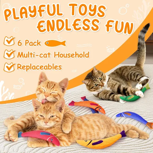 Miniatura 7 de Juguetes para Gatos de Interior, Paquete de 6 Juguetes Interactivos de Hierba Gatera para Aburridos, Juguete Pateador para Gatitos con Sonido