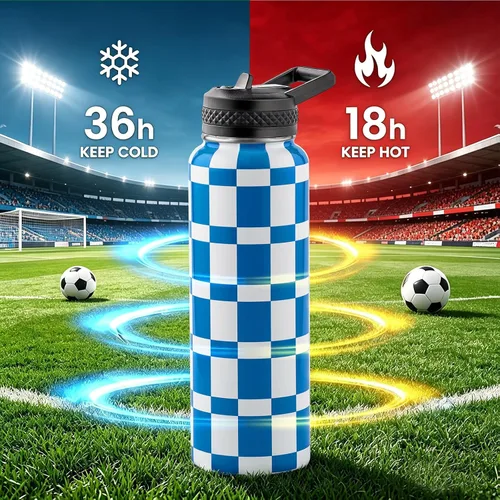 Miniatura 3 de RAYMYLO Botella de agua aislada 2026 de 40 onzas, diseño de bandera nacional, el mejor recuerdo y regalo para los amantes del fútbol mundial, acero