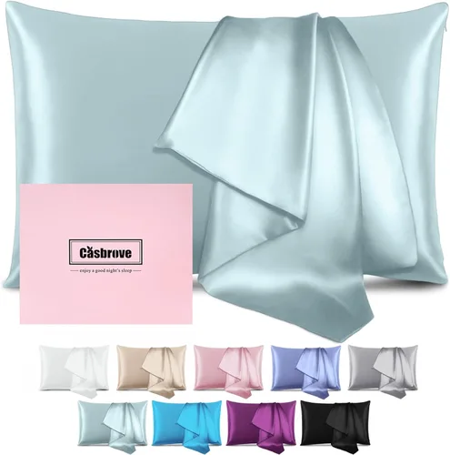 Miniatura 35 de Fundas de almohada de seda para cabello y piel, de seda de morera, suave, transpirable, de ambos lados, de seda natural, con cremallera, 1 paquete