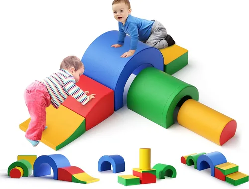 Miniatura 18 de Lischwert Bloques de escalada de espuma para niños pequeños de 1 a 3 años, juego suave de 4 piezas con juguetes de exploración para gatear, bloques