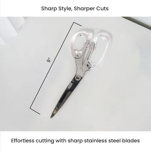 Miniatura 4 de OfficeGoods Tijeras acrílicas de acero inoxidable de 9 pulgadas para oficina y hogar, tijeras estéticas y afiladas multiusos, perfectas para coser