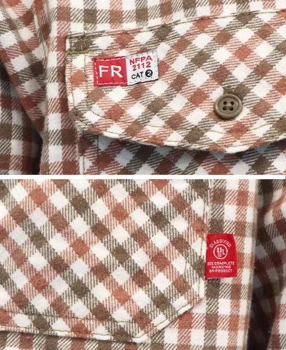 Miniatura 5 de TICOMELA Camisas de franela FR de 8.5 onzas, a cuadros, resistentes al fuego, resistentes al fuego, chaqueta de soldadura