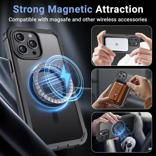 Miniatura 4 de Funda magnética para iPhone 13 Pro Max, protector de pantalla, compatible con MagSafe, protección contra caídas de grado militar, protección