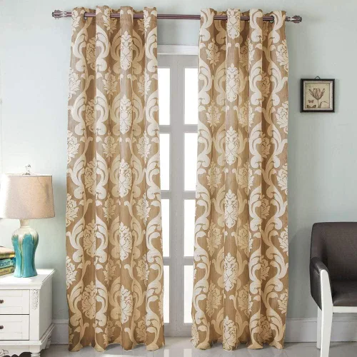 Miniatura 21 de NAPEARL - Cortinas de damasco marrón: cortinas de lujo para sala de estar, cortinas de jacquard para decoración del hogar, cortina marrón victoriana