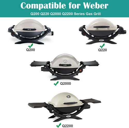 Miniatura 5 de Tubo de quemador de parrilla 41862, rejillas de hierro fundido 7645/65811 y plancha 6559 para Weber Q200, Q220, Q2000 Q2200 Series, 396000, 396001