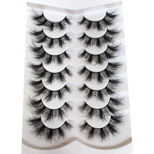 Miniatura 656 de Pooplunch - Pestañas postizas finas de visón sintético, estilo ojo de gato, naturales, cruzadas, tipo racimo, efecto 8D de volumen, tiras