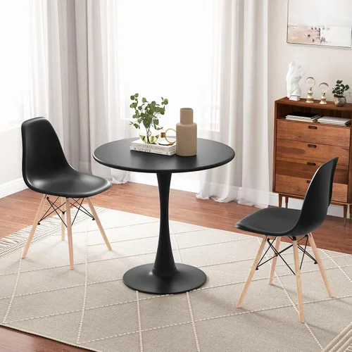 Miniatura 6 de Giantex Juego de mesa de comedor redonda para 2, mesa de cocina de 32 pulgadas y sillas con patas de madera maciza, asientos de plástico, marco