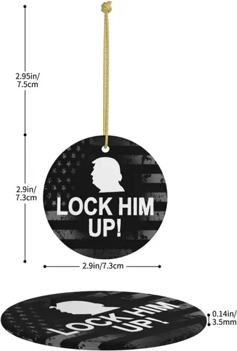 Miniatura 3 de Lock Him Up Anti Donald Trump Adornos de cerámica Decoración colgante personalizado Adorno colgante de Navidad para decoración del hogar