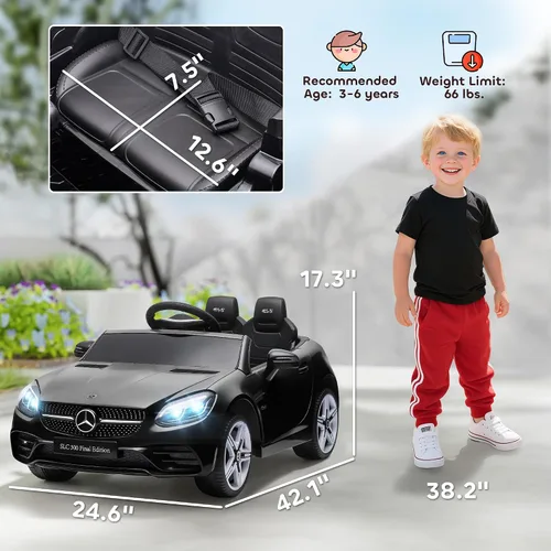 Miniatura 7 de Aosom Mercedes SLC 300 - Auto de paseo con licencia de 12 V para niños con control remoto, 2 velocidades, automóvil eléctrico para niños a batería