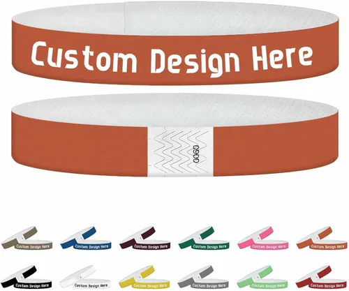 Miniatura 11 de Pulseras para eventos, pulseras personalizadas de 3/4 pulgadas, pulseras de papel personalizadas para fiestas, 100 unidades con texto, logotipo, Oro