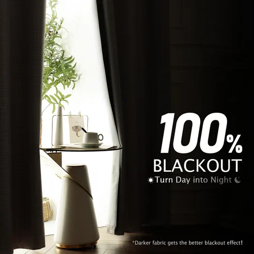 Miniatura 2 de jinchan Cortinas 100% opacas para dormitorio, sala de estar, cortinas opacas de lino de 63 pulgadas de largo, cortinas de oscurecimiento