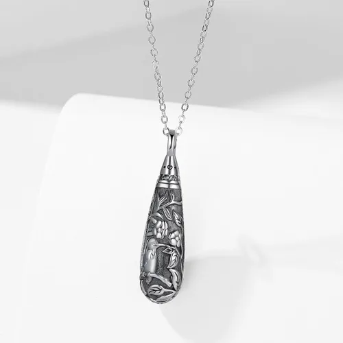 Miniatura 16 de Collar con colgante de urna de cenizas de cremación y árbol de la vida para mujer, plata de ley US1