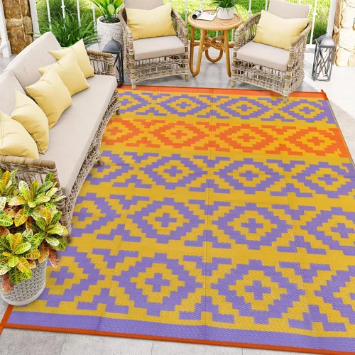 Miniatura 55 de Anidaroel Alfombras de exterior de 6 x 9 pies para patios, impermeables, reversibles, de plástico tropical, alfombra de campamento, alfombra grande