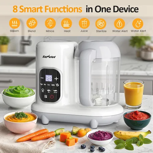 Miniatura 5 de Sunvivi Fabricante de alimentos para bebés: procesador de alimentos para bebés todo en uno con vapor, calefacción, descongelación, licuadora