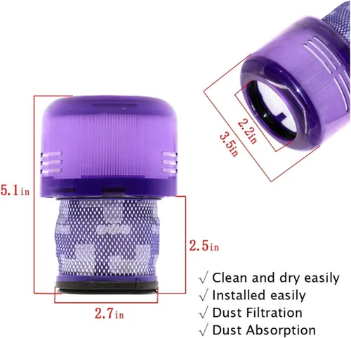 Miniatura 4 de Compatible con Dyson V11 Animal/V11 Torque Drive/V15 Filtro de Detección Accesorios de Repuesto de Aspiradora Cyclone (Color : 2 piezas)