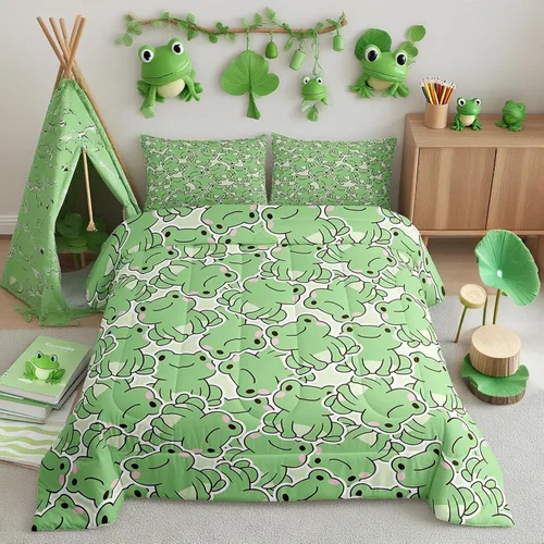 Miniatura 37 de Juego de ropa de cama Happy Camping de Homewish, tamaño individual, con diseño de osos cazadores y pinos, para niños, hombres, adultos, decoración