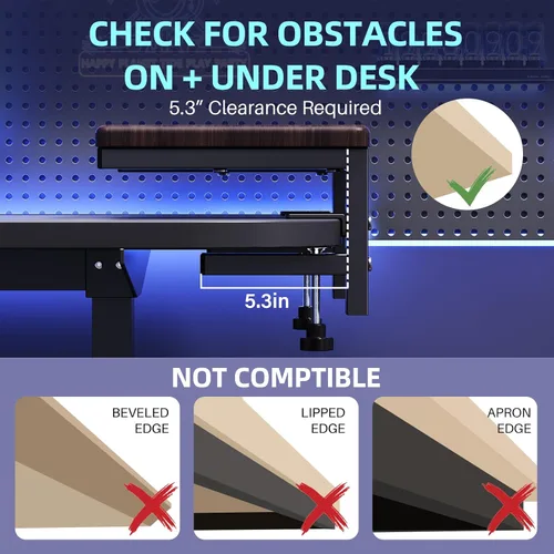 Miniatura 6 de Extensión de escritorio 3 en 1 con abrazadera y estante para monitor, organizador de escritorio de 16.5 pulgadas, altura ajustable, organizador