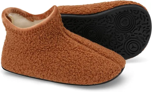 Miniatura 2 de Scurtain Pantuflas unisex para niños grandes, calcetines de lana artificial con suela de goma antideslizante para niños grandes, niñas y niños