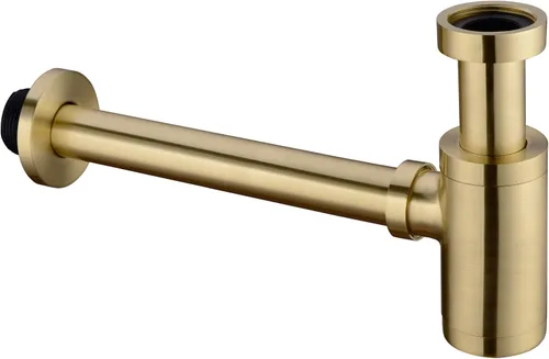 Trampa redonda de latón para botella P, kit de tubo de drenaje de trampa de desechos para lavabo, altura ajustable, acabado dorado cepillado Oro