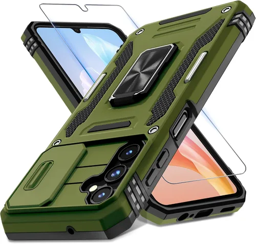Miniatura 11 de DEERLAMN Funda para Samsung Galaxy A14 5G con Cubierta Deslizante para Cámara + Protector de Pantalla (2 Paquetes), Soporte de Anillo Giratorio
