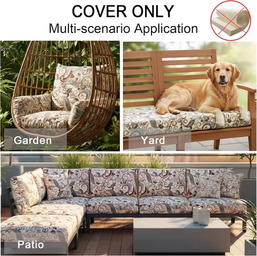 Miniatura 8 de NettyPro Fundas de Cojines de Asiento de Repuesto para Sillas de Patio, Resistentes al Agua con Protección UV, Fundas Deslizantes para Cojines