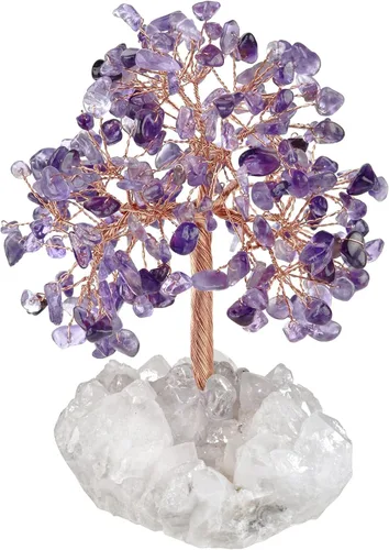 Miniatura 9 de Nupuyai Árbol de cristal de cuarzo rosa curativo hecho a mano con racimo de cuarzo de roca, árbol de dinero bonsái de piedra energética, decoración