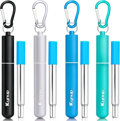 Miniatura 13 de Kynup Reusable Metal Straws (6Packs), Collapsible Travel Drinking Straws with Cases, Cruise Ship Essentials, Cruise Must Haves with Silicone for