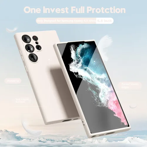 Miniatura 3 de oakxco para Samsung Galaxy S22 Ultra Funda de Teléfono de Silicona Líquida, Linda, Delgada, Suave, de Goma TPU, Cubierta de Gel Lisa y Plana