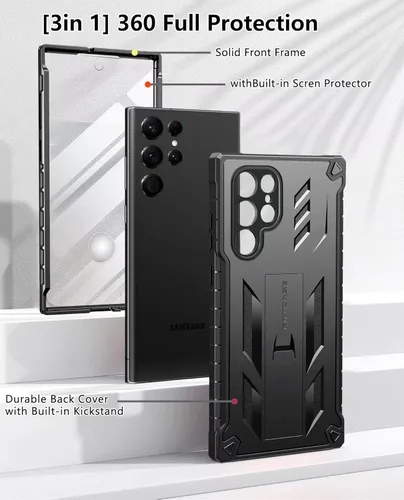 Miniatura 5 de FNTCASE Funda para Samsung Galaxy S22 Ultra: protector de pantalla integrado y soporte de cuerpo completo de doble capa resistente de grado militar