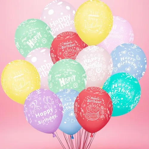 Miniatura 9 de 52 globos azules de cumpleaños con patrón de fiesta de cumpleaños para niños, decoración adecuada para fiestas de cumpleaños de niñas y niños, baby