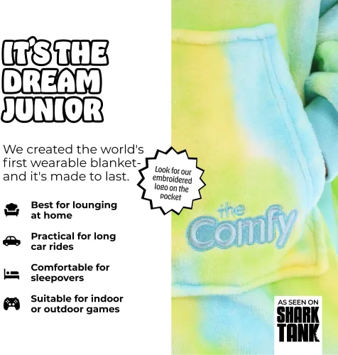 Miniatura 2 de THE COMFY Dream Jr para niños Manta portátil de forro polar de microfibra ligera con capucha y bolsillo Visto en Shark Tank Niños Sherbert