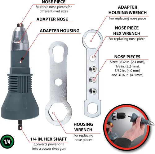Miniatura 2 de Performance Tool Adaptador de taladro para pistola de remache W9069
