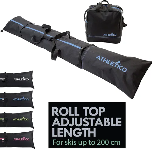 Athletico Bolsa de esquí y bolsa para botas de esquí - Bolsas de esquí para viajes aéreos - Bolsas de esquí de nieve sin acolchado para esquís de