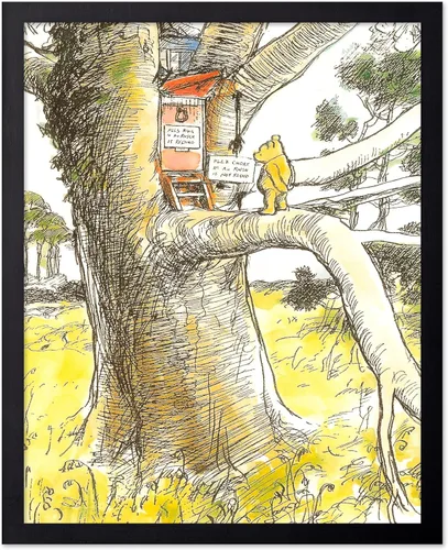 Miniatura 56 de Poster Master Póster de ilustración vintage, impresión de paisaje retro, regalo para bebé, niño, mapa de madera de 100 acres, oso, cerdo, animal