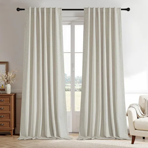 Miniatura 25 de StangH Cortinas Plisadas Completamente Opacas para Dormitorio, Cortinas de Lino Beige de 84 Pulgadas de Largo, 2 Paneles, Cortinas Térmicas