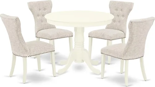 Miniatura 18 de East West Furniture ANGA3-ABK-24 - Juego de comedor de 3 piezas para espacios pequeños que contiene una mesa de cocina redonda con pedestal y 2