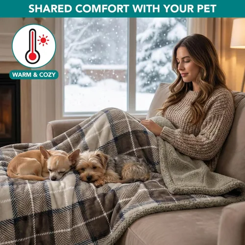 Miniatura 4 de PetAmi - Manta impermeable para perros medianos, cachorros, gatos pequeños Manta suave de forro polar Sherpa para mascotas, para sofá, sofá, funda