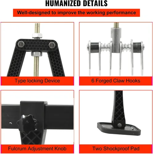 Miniatura 2 de 33.465 in Car Dent Pull Lever Bar Kit 6 Garra Gancho Extractor Anillos Aluminio Auto Cuerpo US (negro)