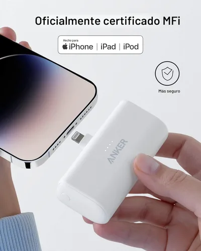 Miniatura 2 de Cargador portátil Anker Nano para iPhone, con conector Lightning certificado MFi incorporado, batería externa de 5,000 mAh 12W, compatible