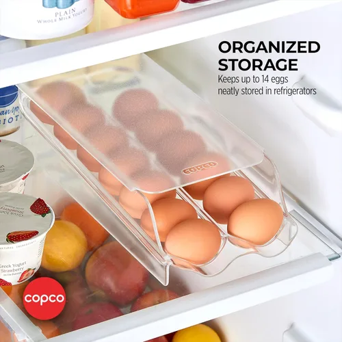 Miniatura 2 de Copco Cubo de huevos enrollable con tapa extraíble, organizador de huevos transparente que ahorra espacio para refrigeradores, capacidad para hasta
