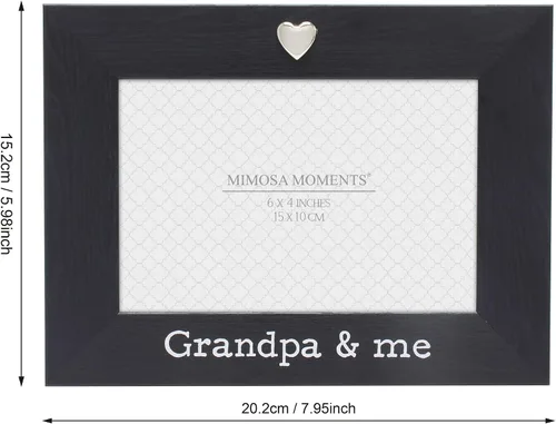 Miniatura 4 de Marco de fotos negro con corazón plateado para fotos de 4 x 6 pulgadas (abuelo y yo)