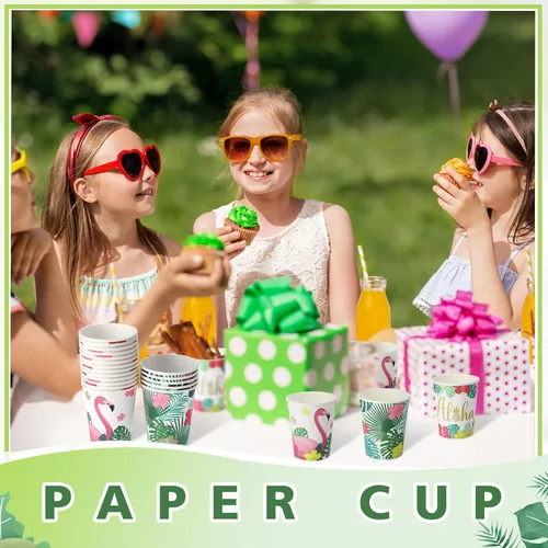 Miniatura 4 de Hoolerry 60 tazas Luau Aloha Party desechables de papel para fiesta hawaiana Aloha decoraciones de fiesta Tropical Luau 9 onzas verano Tiki piscina