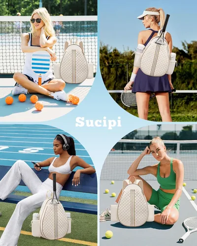 Miniatura 9 de Mochila de tenis Sucipi, mochila de tenis acolchada con bandolera cruzada, bolsas para raquetas de tenis resistentes al agua para mujeres y hombres