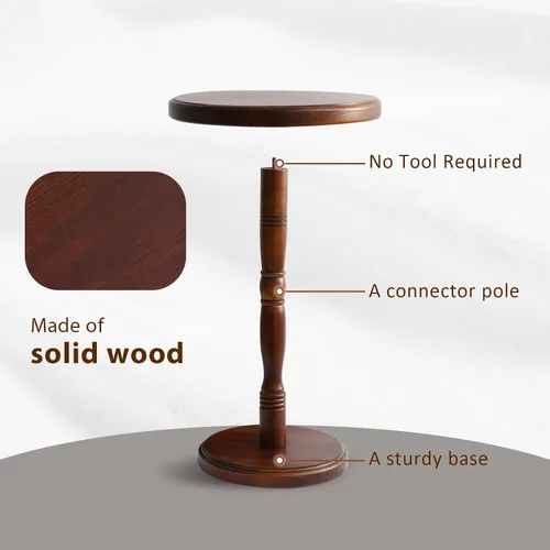 Miniatura 6 de LAPTAIN Mesa auxiliar redonda pequeña, mesa de bebida de madera maciza de 13 pulgadas con base de pedestal, mesa de Martini decorativa de 20.5