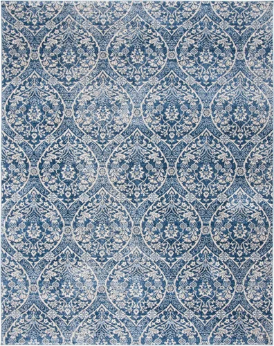 Miniatura 3 de SAFAVIEH Brentwood Collection - Alfombra de área de 10 x 13 pies, azul marino y gris claro, diseño floral de damasco Ogee enrejado, no desprende