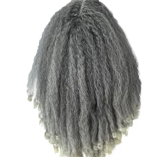 Miniatura 15 de SOKU Nueva peluca rizada afro con diadema, textura de cabello sintético trenzado con rizos únicos en el extremo, negro de 20 pulgadas, pelucas