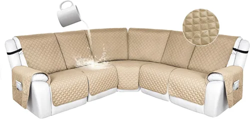 Miniatura 155 de HDCAXKJ Fundas de sofá seccional reclinable 100% impermeable, forma de L, funda de sofá reclinable lavable acolchada suave para mascotas, perro