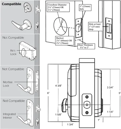 Miniatura 3 de SCYAN D1 - Cerradura de seguridad inteligente, cerrojo de seguridad con teclado de pantalla táctil, cerradura de puerta de entrada sin llave