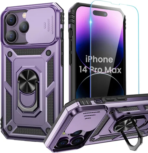 Miniatura 38 de Goton Funda para iPhone 14 Plus con Protector de Pantalla - Funda con Cubierta Deslizante para Cámara con Soporte de Anillo, Resistente de Grado