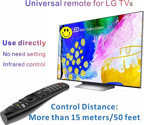 Miniatura 2 de Reemplazo de control remoto para TV LG, para todos los LG Control remoto universal para TV 2025-2015, control remoto infrarrojo, sin voz ni puntero